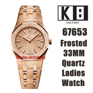 K8F Watches 33mm 67653 Frosted Quartz Womens Watch Rose Gold Dial Pink Gold Armband Ladies Wristwatches