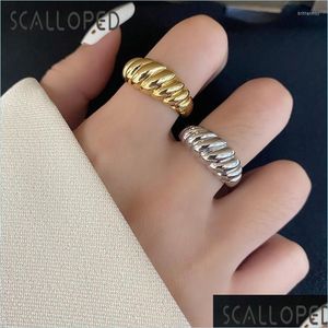 Anéis de casamento Anéis de casamento European Happy Twist Creative Geométrico Fashion Personality Garizs Casal Ring JewelryWedding Brit2 Dh9KW