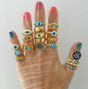 Złoto Zła Blue Eye Pierścienie Regulowane proste styl Pierścień Copper Coppring Oil Biżuter