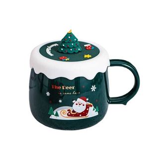 Mugs Christmas Creative Ceramic Cup Cartoon Cute Household Water with Lid Gift Coffee Mug Y2210