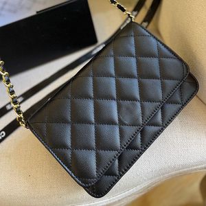 5A Quality Channel CF Caviar shoulder bag Woman Wallet Fashion Luxurys Designer Black Gold Chain Crossbody Long Strap Clutch Flap Handbag Zipper Lady Purse 20CM