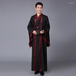 Bühnenkleidung Chinesischer Volkstanz 3 Stück Männer Performance Dynastie Hanfu Kostüm Satin Robe Traditionelles Kleid