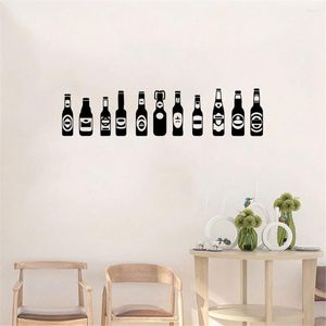 Wall Stickers 11Pcs Bottles Of Beer Sticker Glass Wine Bottle Decal For Kitchen Bar Dinning Room RB277