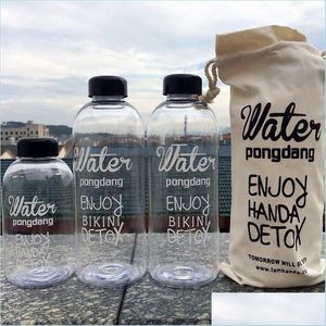 Water Bottles Creative Large Water Bottles Capacity Plastic Cup With Cloth Sleeve Transparent Portable Creatived Summer Juice Kettle Dhjag