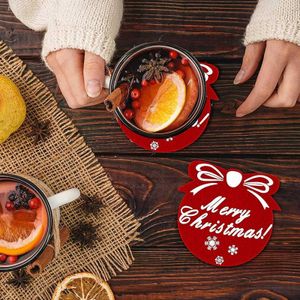 Tazze 6pcs Christmas Cup Pad Felt Coaster Xmas Drinks Party Home Kitchen Decoration Table Dining Ornament Y2210