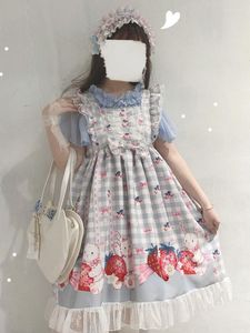 Lässige Kleider Kosahiki Japanische Lolita JSK Kleider Mädchen Erdbeer -Suspender Frauen Harajuku ärmellose süße 2022 Cosplay Vestido