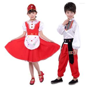 Escenario ropa rusa trajes nacionales modernos niños dance niños princesa vestimenta festival folk folk chino