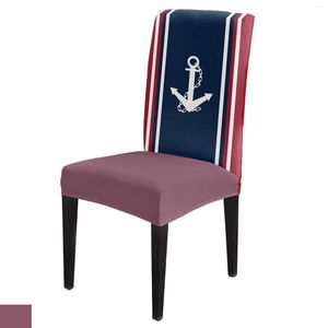 Chair Covers Vertical Blue Red Stripe White Anchor Cover Dining Spandex Stretch Seat Home Office Decoration Desk Case Set