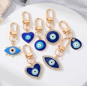 Água gota coração azul mal olhos itens key Keychain Moda Lucky Turkish ye -chave anel Diy Keychains Chans -chave de carro Acessórios para detentores