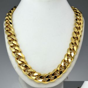 Chains Mens 18K Gold Filled Solid Cuban Curb Chain Necklace 60Cm Drop Delivery 2022 Jewelry Necklaces Pendants Dh3Eb