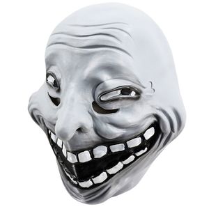 Máscaras de festa troll face meme desenho animado de cabeça cheia de látex smile cômico de carnaval vestido de fantasia cinza 221024