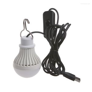 Portable USB LED Light Bulb Switch Camping Lantern Tent Lighting 5W C7AD