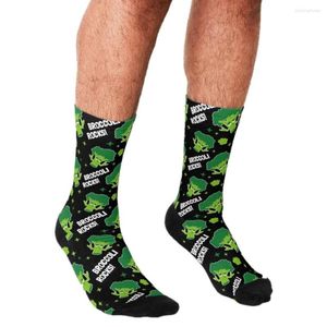 Мужские носки смешные мужские веганские брокколи роки с рисунком напечатаны хип -хоп мужчины счастливые милые мальчики улицы сумасшедшие для