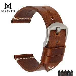 Watch Bands Maikesアクセサリーカウレザーストラップブレスレットブラウンヴィンテージバンド20mm 22mm 24mmバンド221024