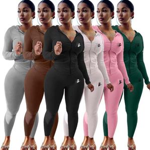 Kvinnliga spårdräkter Kläder 2 Tvådelat Kvinna Set Outfits Kvinnor Fall Clthes Svettdräkter Plus Size Sport Sport Sport Syft Mjuk långärmad sportkläder