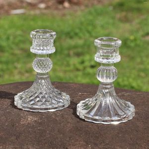 Titulares de vela Classic Glass Candlestick titular Exquiste Durável Base estável durável e duradoura Decoração de casamento fácil de limpar