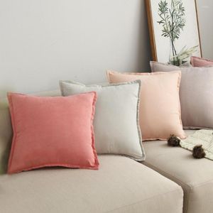 Pillow 60x60 CM Fashion Soild Color Light Pink Luxury Pillowcase Suede Cover Case For Sofa