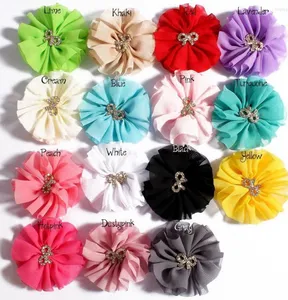 Decorative Flowers Chiffon Puff Artificial For Hair Accessories DIY Flower Bouquet Headband Bowknot Drill Buckle