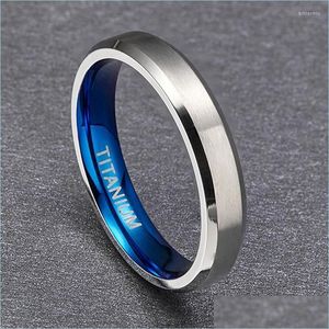 Wedding Rings Wedding Rings 4Mm Blue Inlay Titanium For Women Fashion Love Female Engagement Promise Jewelry Anillos Mujer Sieradenw Dhxer