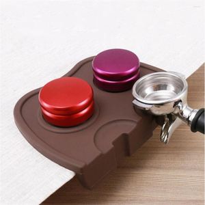 Table Mats Espresso Tamper Mat Food Safe Silicone Coffee Tamp Pad Rubber Anti-Slip Corner Tamping For Barista Home Kitchen Office Bar