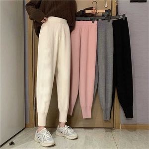 Calças femininas Capris Limiguyue Black Knitting Harem Pants Mulheres Cenário Casual Cenoura Granny Jogadores Lápis Soril da cintura High Mujer Pantnes K3786 T221024