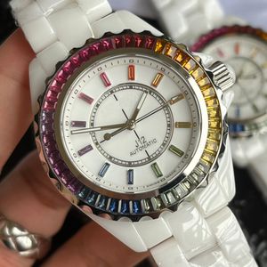 Electro Dream Watch Designer Rainbow Diamond Crystal Ceramiczne mechaniczne automatyczne zegarki Mężczyzna 38 mm dla kobiety Lady Writewatch Ladies Premium Prezent 009