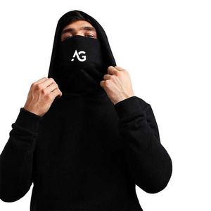 Hoodies fleece aangepast nieuw ontwerp hoogwaardige solide kleur gezicht cover mannen lege ninja met gemaskeerd