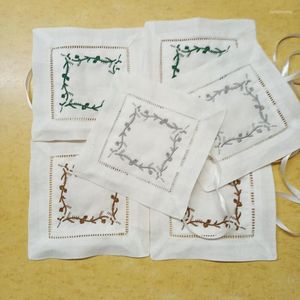 Bow Ties Set Of 50 Fashion Sachet Pillow 6x6-Inch Home Decor /Home Fragrances / White Linen Bags Collection Bridal Handkerchiefs