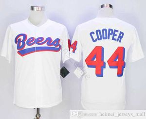 Migliore qualità Milwaukee Beers # 17 Maglia da baseball Remer Baseketball BEERS MOVIE 44 JOE COOPER COOP JERSEYS Camicie da baseball cucite