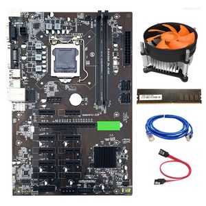 Motherboards B250 BTC Bergbau Motherboard mit SATA Kabel RJ45 Netzwerk Lüfter DDR4 4 GB 2133 MHz RAM LGA 1151 Slot für Miner