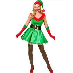 Stage desgaste adulto de Natal Ano Novo Festa de Família Papai Noel Cosplay Come Irish Festival Green Elf Fantast Dress T220901