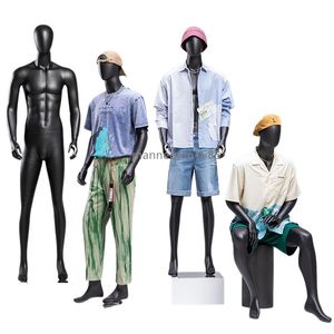 Nya designmän mannedockor matt svart färg mode full kroppsstativ abstrakt manlig mannequin berömda frp display kläder dummy modeller till salu
