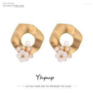 Серьги для гриппа YHPUP FADAY FLOWER LUXURY Natural Gears Shell Серьговые серевки геометрические украшения ручной работы для женских вечеринок подарок