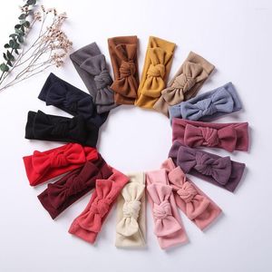 Hair Accessories Solid Color Toddler Baby Headbands Cotton Ribbed Born Girls Turban Headband Nylon Hairband Neutral Bow