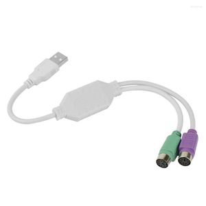 Computer Cables 2-in-1 PS/2 Keyboard Mouse To USB Converter Adapter Cable Splitter Connector Cord