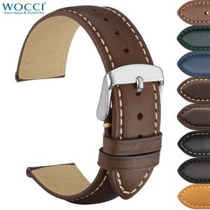 Watch Bands WOCCI Genuine Leather Strap 14mm 16mm 18mm 19mm 20mm 21mm 22mm 23mm 24mm Replacement Bracelet for Men Women 221024