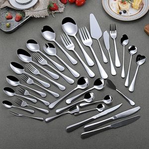 Dinnerware Sets Silverware Luxury Cutlery Set Stainless Steel Dinner Knife Fork Tablespoon Service Western Tableware Tools 1pc