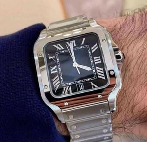 Groothandel klassieke mannen luxe vierkant Watch 40 mm Geneve echte roestvrijstalen mechanische horlogekas en armbandmode