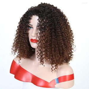 Pelucas sintéticas pulu rojo rojo mezclado marrón natural resistente al calor resistente al peinado hinchado peluca para mujeres