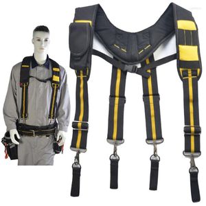 ハンティングジャケットxタイプパッド付きヘビーデューティーブレースサスペンダー男性作業ツール4つのサポートループを備えた重量ツールを減らすことができます