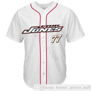 Günstige CHECKERED FLAG ERIK JONES 77 BASEBALLJERSEY Rot Weiß Herren genähte Trikots Hemden Größe S-XXXL Schneller Versand