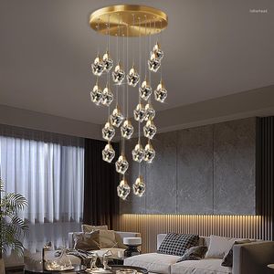 Lâmpadas pendentes Crystal Pingents Chandelier Loft Luxury Design Lights Hanging Lighting Dining Shop Hall e lustres vivos