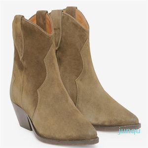 Winter Luxus Isabels Dicker Damen Stiefeletten Wildleder Marants Cowboy Boot Lady DEWINA Booty Party Hochzeit Martin Booties EU35