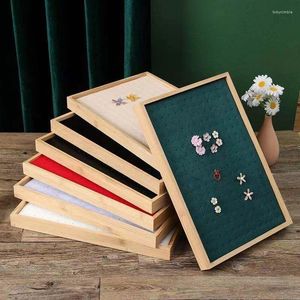 Jewelry Pouches Bamboo And Wood Hundred Earring Tray Display Cushion Storage Stand