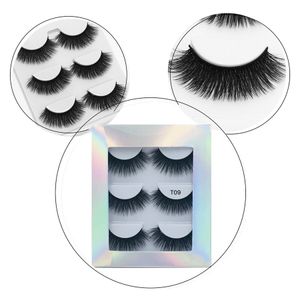 Thick Natural Mink False Eyelashes Soft & Vivid Eyelash Extensions Eyes Makeup Reusable Handmade Fake Lashes Curly Crisscross with Laser Packing DHL