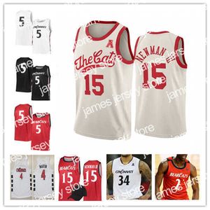 Camisas de basquete universitário Ncaa Basketball Cincinnati Bearcats Jeremiah Davenport David DeJulius Hayden Koval Abdul Ado Mika Adams-Woods Mike Saunders Jr.