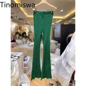 Women's Pants Capris Tinomiswa High Waist Flare Pants Solid Color Knitted Leggings Women Spring New Arrival All-match Basic Simple Laginsy Damskie T221024