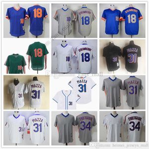 Film Mitchell und Ness Baseball Jersey Vintage 18 Darryl Strawberry Jersey 31 Mike Piazza 34 Noah Syndergaard genäht atmungsaktiv Sport