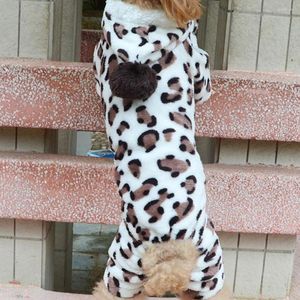 Dog Apparel Leopard Warm Winter Pet Puppy Clothes Hoodies Coat Sweater Jumpsuit Pajamas Outwear Products For Accessories