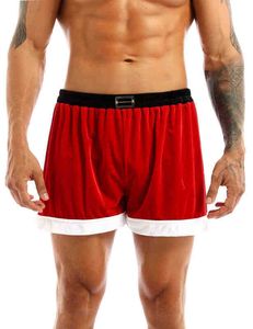 Sahne Giyim Yetişkin Erkek Flannel Noel Claus Comes Boxer Shorts Rol Oyun Eğlenceli Hediye Noel Kulübü Partisi Erkek Şort T220901